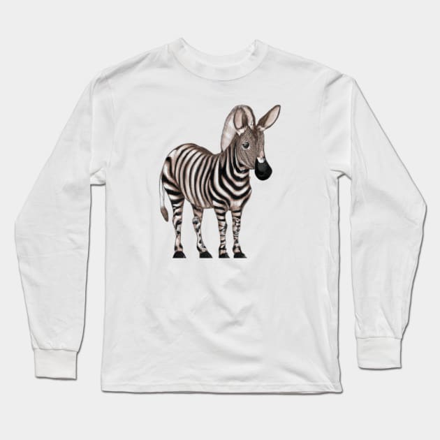 Cute Quagga Drawing Long Sleeve T-Shirt by Play Zoo